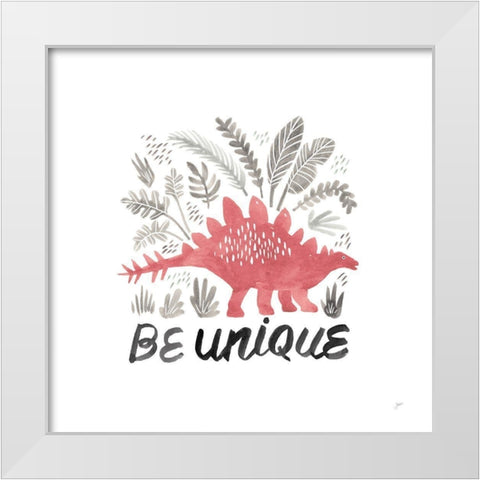 Dino Inspiration III Coral White Modern Wood Framed Art Print by Panganiban, Karyn