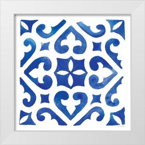 Andalusian Tile I White Modern Wood Framed Art Print by Charro, Mercedes Lopez
