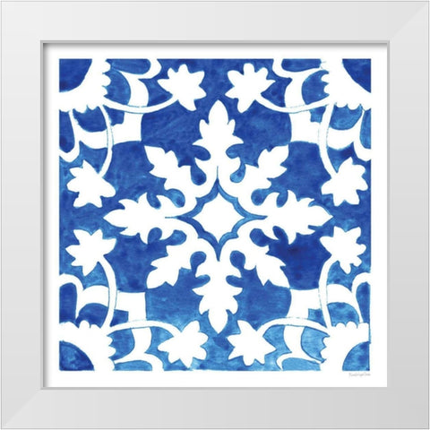 Andalusian Tile II White Modern Wood Framed Art Print by Charro, Mercedes Lopez