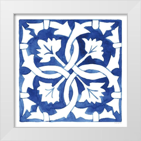 Andalusian Tile III White Modern Wood Framed Art Print by Charro, Mercedes Lopez
