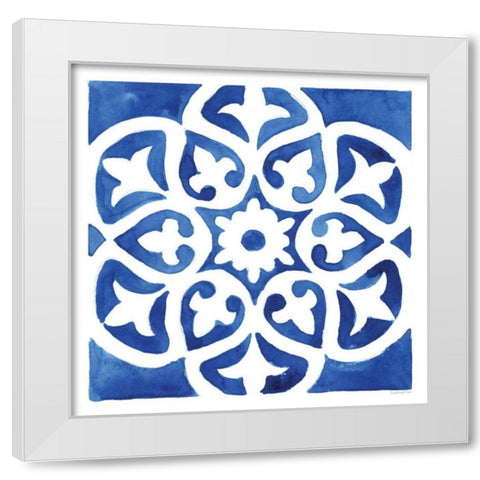 Andalusian Tile IV White Modern Wood Framed Art Print by Charro, Mercedes Lopez