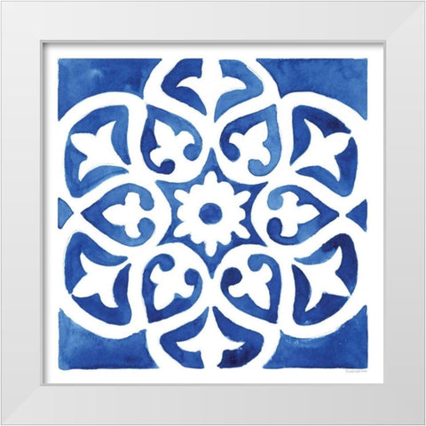 Andalusian Tile IV White Modern Wood Framed Art Print by Charro, Mercedes Lopez