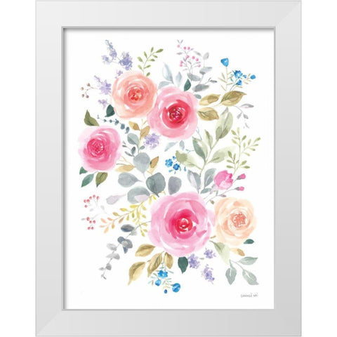 Lush Roses I White Modern Wood Framed Art Print by Nai, Danhui
