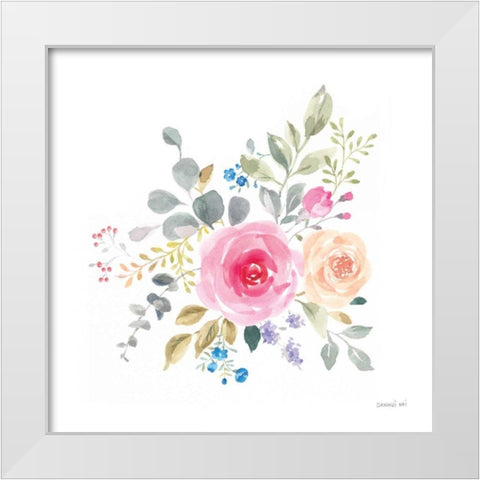 Lush Roses III White Modern Wood Framed Art Print by Nai, Danhui