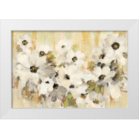 White and Green Bloom White Modern Wood Framed Art Print by Vassileva, Silvia