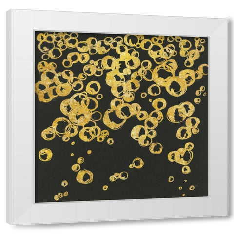 Gold Bubbles II White Modern Wood Framed Art Print by Paschke, Chris