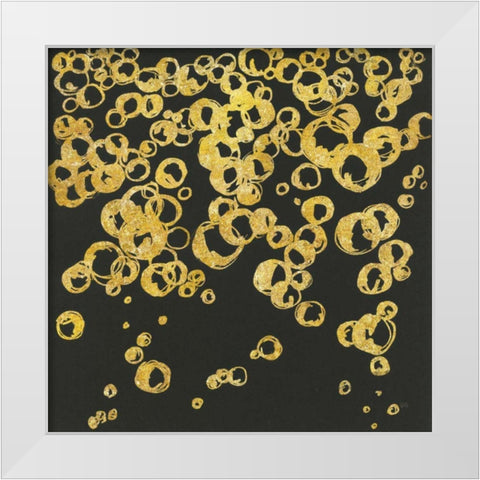Gold Bubbles II White Modern Wood Framed Art Print by Paschke, Chris