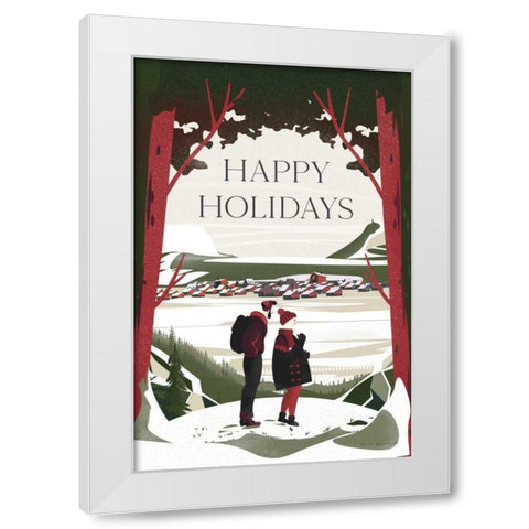 Happy Holidays Red White Modern Wood Framed Art Print by Escalante, Omar