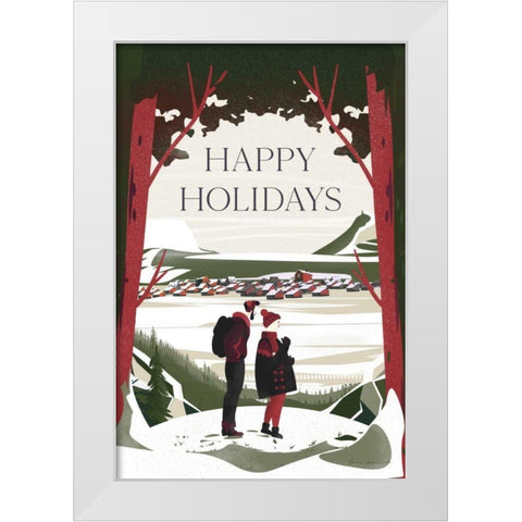 Happy Holidays Red White Modern Wood Framed Art Print by Escalante, Omar