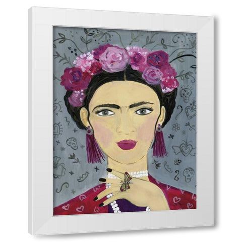 Frida Gray White Modern Wood Framed Art Print by Zaman, Farida