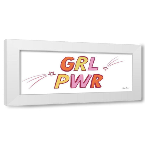 Girl Power White Modern Wood Framed Art Print by Zaman, Farida