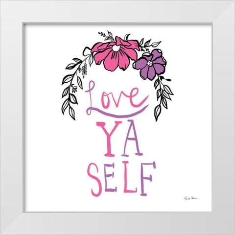 Love Ya Self White Modern Wood Framed Art Print by Zaman, Farida