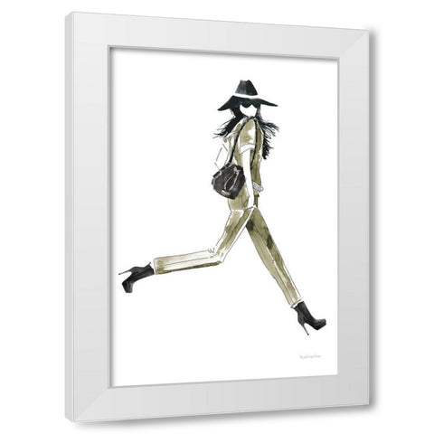 Out On the Town I Olive White Modern Wood Framed Art Print by Charro, Mercedes Lopez