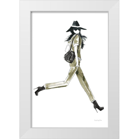 Out On the Town I Olive White Modern Wood Framed Art Print by Charro, Mercedes Lopez