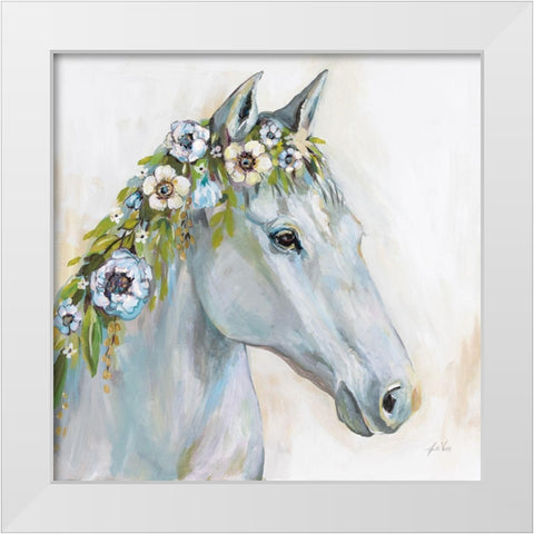 Lovely I Blue Flowers White Modern Wood Framed Art Print by Vertentes, Jeanette