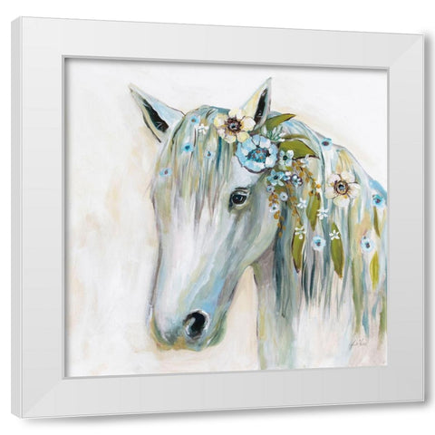 Lovely II Blue Flowers White Modern Wood Framed Art Print by Vertentes, Jeanette