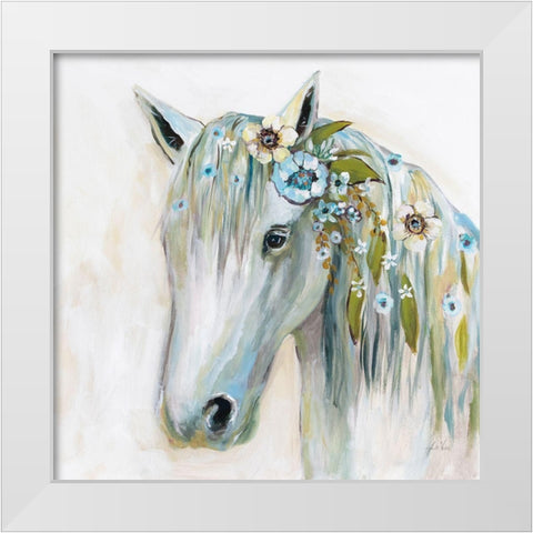 Lovely II Blue Flowers White Modern Wood Framed Art Print by Vertentes, Jeanette