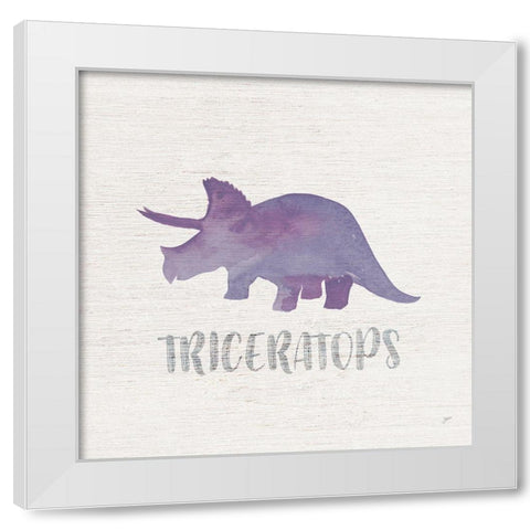 Triceratops Sq White Modern Wood Framed Art Print by Panganiban, Karyn