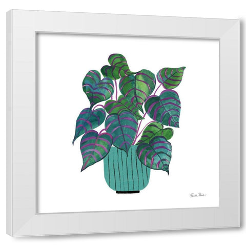 Potted Jewels I Aqua White Modern Wood Framed Art Print by Zaman, Farida