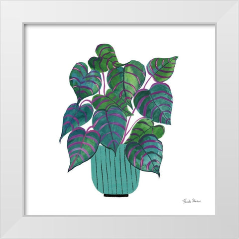 Potted Jewels I Aqua White Modern Wood Framed Art Print by Zaman, Farida