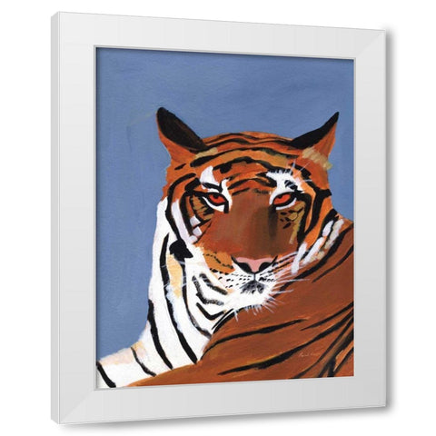 Colorful Tiger White Modern Wood Framed Art Print by Munger, Pamela