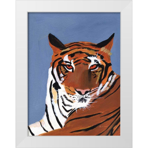 Colorful Tiger White Modern Wood Framed Art Print by Munger, Pamela