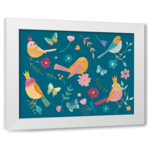 Royal Birds I Blue White Modern Wood Framed Art Print by Zaman, Farida