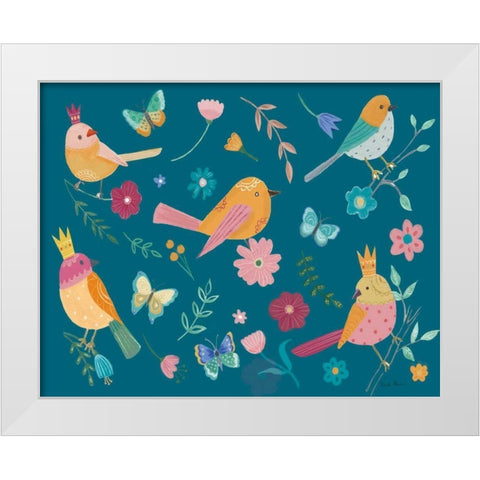 Royal Birds I Blue White Modern Wood Framed Art Print by Zaman, Farida