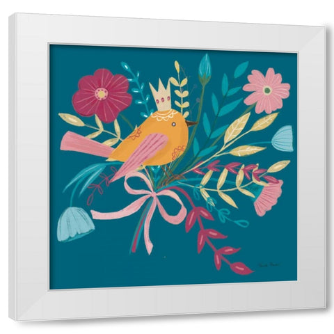 Royal Birds II Blue White Modern Wood Framed Art Print by Zaman, Farida