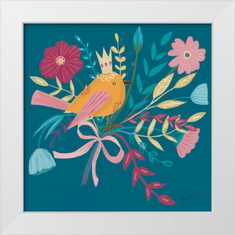 Royal Birds II Blue White Modern Wood Framed Art Print by Zaman, Farida