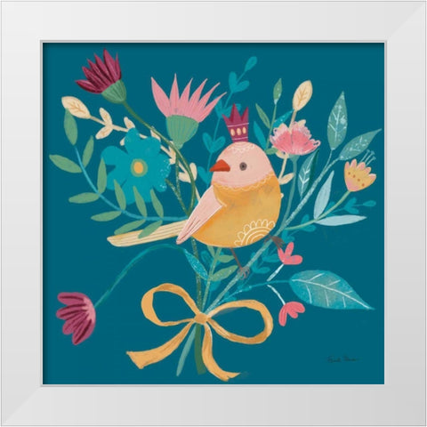 Royal Birds III Blue White Modern Wood Framed Art Print by Zaman, Farida