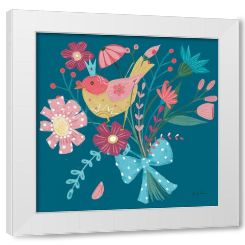 Royal Birds V Blue White Modern Wood Framed Art Print by Zaman, Farida