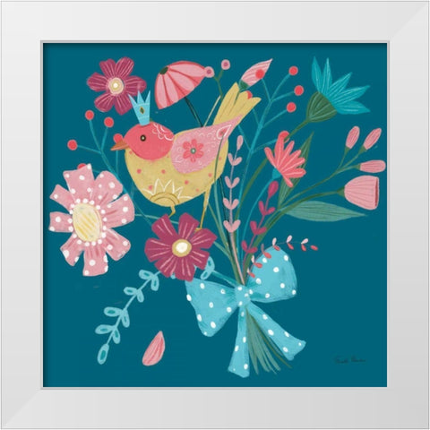 Royal Birds V Blue White Modern Wood Framed Art Print by Zaman, Farida