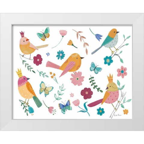 Royal Birds I White White Modern Wood Framed Art Print by Zaman, Farida