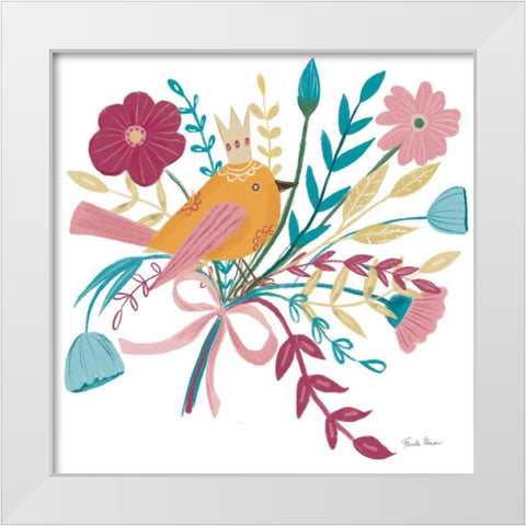 Royal Birds II White White Modern Wood Framed Art Print by Zaman, Farida