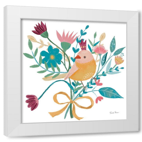 Royal Birds III White White Modern Wood Framed Art Print by Zaman, Farida