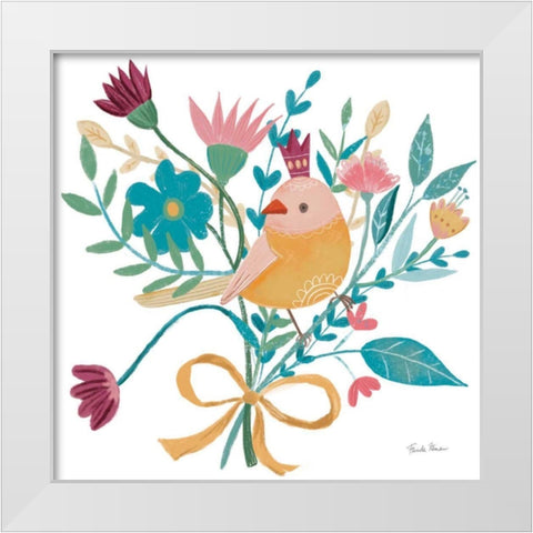 Royal Birds III White White Modern Wood Framed Art Print by Zaman, Farida