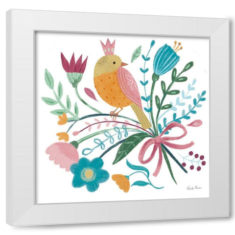 Royal Birds IV White White Modern Wood Framed Art Print by Zaman, Farida