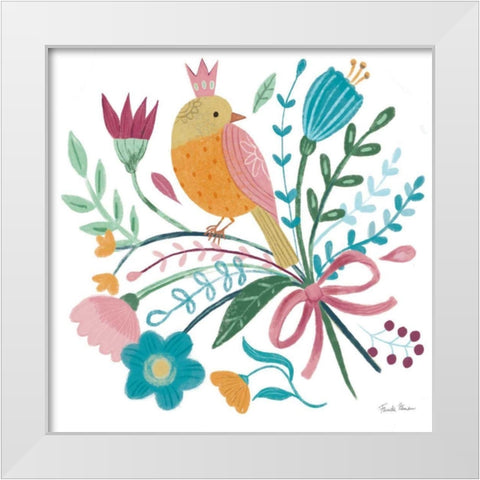 Royal Birds IV White White Modern Wood Framed Art Print by Zaman, Farida