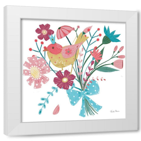 Royal Birds V White White Modern Wood Framed Art Print by Zaman, Farida