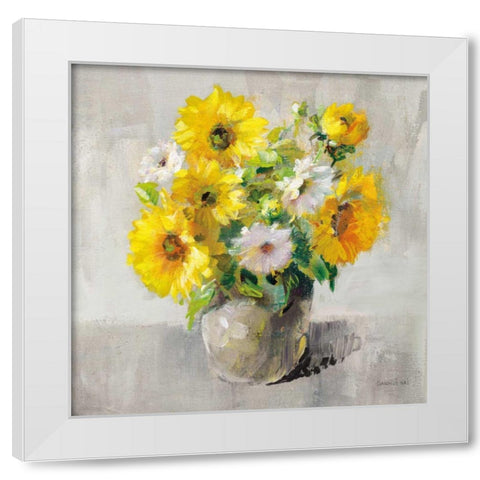 Sunflower Still Life I on Gray White Modern Wood Framed Art Print by Nai, Danhui