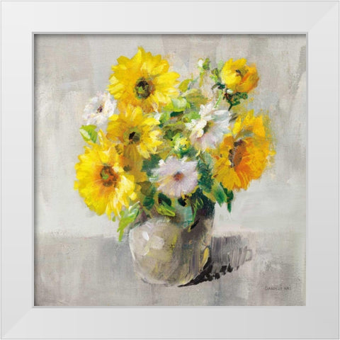 Sunflower Still Life I on Gray White Modern Wood Framed Art Print by Nai, Danhui