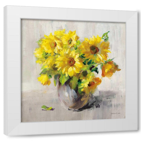 Sunflower Still Life II on Gray White Modern Wood Framed Art Print by Nai, Danhui