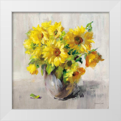 Sunflower Still Life II on Gray White Modern Wood Framed Art Print by Nai, Danhui