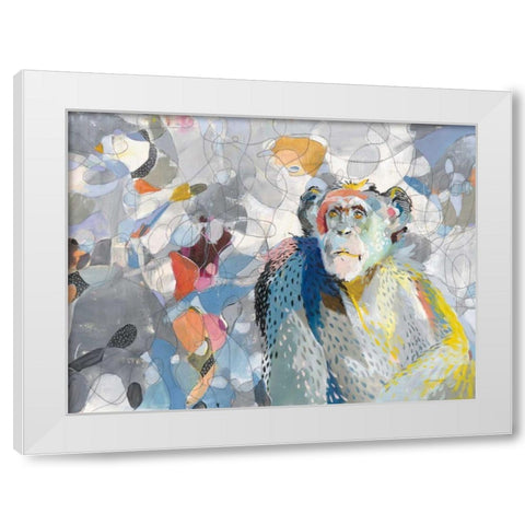 Abstract Chimpanzee White Modern Wood Framed Art Print by Nai, Danhui