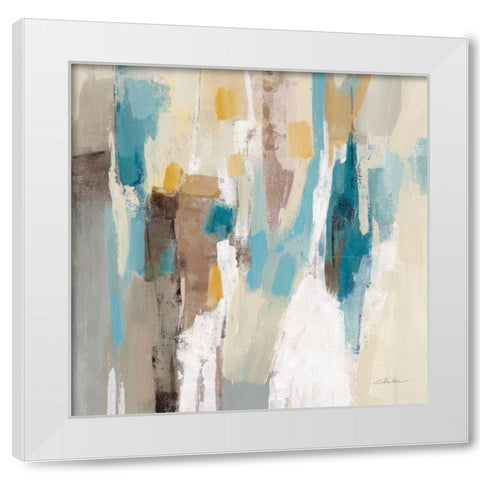 Steps on Sand II Navy Sq White Modern Wood Framed Art Print by Vassileva, Silvia