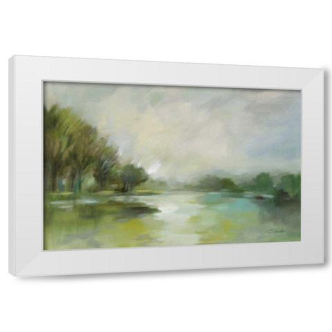 Lakeside Fog White Modern Wood Framed Art Print by Vassileva, Silvia