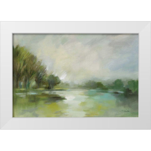 Lakeside Fog White Modern Wood Framed Art Print by Vassileva, Silvia