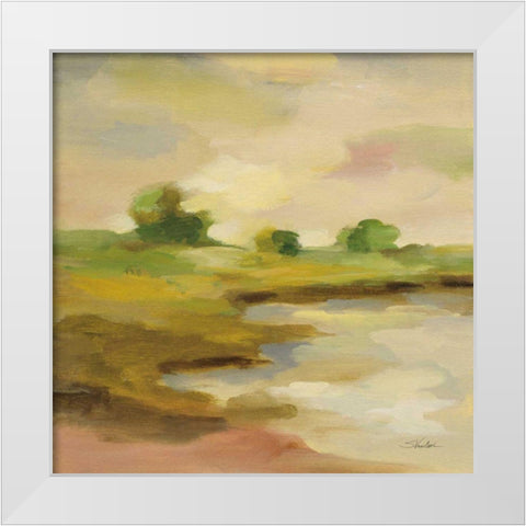 Chartreuse Fields II White Modern Wood Framed Art Print by Vassileva, Silvia