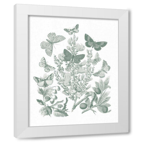 Butterfly Bouquet II Sage White Modern Wood Framed Art Print by Wild Apple Portfolio